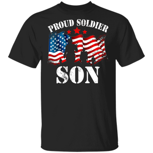 Proud Soldier Son Cool Soldiers American Flag Shirt Matching Men Son USA Army Soldier Veteran Father's Day Gifts T-Shirt - Macnystore