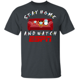 Stay Home And Watch ESPN Funny Shrimp Turkey Penguin Sit On Sofa Shirt Matching ESPN TV Show Lover Fans Gifts T-Shirt - Macnystore