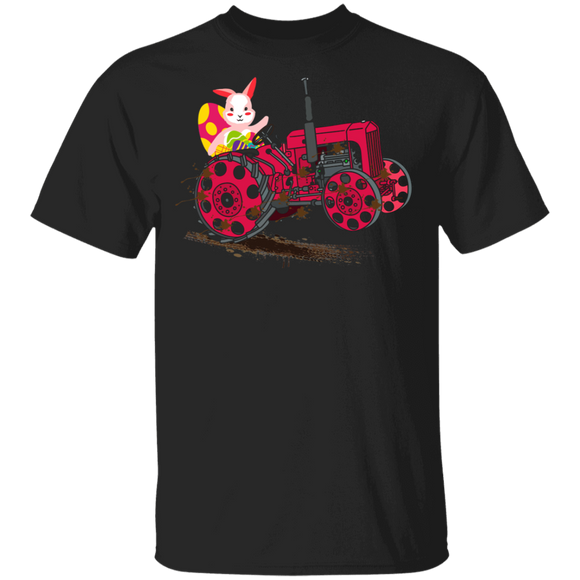 Bunny Riding Tractor Easter Eggs Funny Easter Gifts Youth T-Shirt - Macnystore