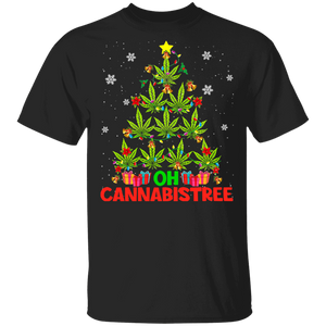 Christmas Stoner Shirt Oh Cannabistree Funny Christmas Tree Lights Marijuana Weed Nerd Smoker Stoner Gifts T-Shirt - Macnystore