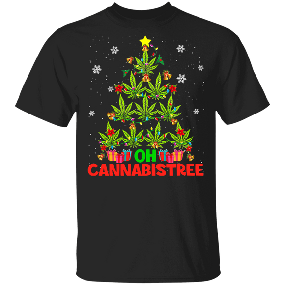 Christmas Stoner Shirt Oh Cannabistree Funny Christmas Tree Lights Marijuana Weed Nerd Smoker Stoner Gifts T-Shirt - Macnystore