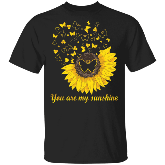 You Are My Sunshine Cool Sunflower Butterflies Hearts Shirt Matching Butterfly Lover Fans Collector Gifts T-Shirt - Macnystore