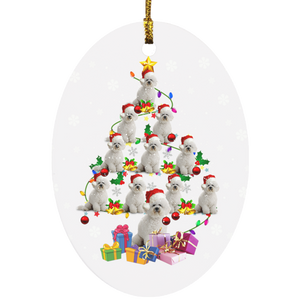 bichon frise christmas tree Oval Ornament - Macnystore