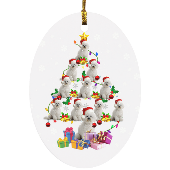 bichon frise christmas tree Oval Ornament - Macnystore