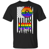 Love Is Love Pride Cute LGBT Ribbon Sunflower American Flag Shirt Matching Proud LGBT Support Gay Lesbian Gifts T-Shirt - Macnystore