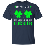 Irish Girl Like A Regular Girl But Luckier Shamrock Women St Patrick's Day Irish Gifts T-Shirt - Macnystore