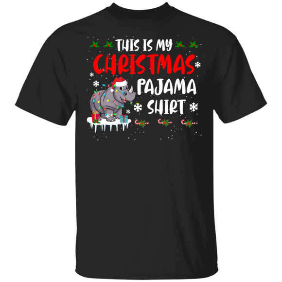 Christmas Shirt This Is My Christmas Pajama Shirt Funny Christmas Hippo Lover Gifts Christmas T-Shirt - Macnystore