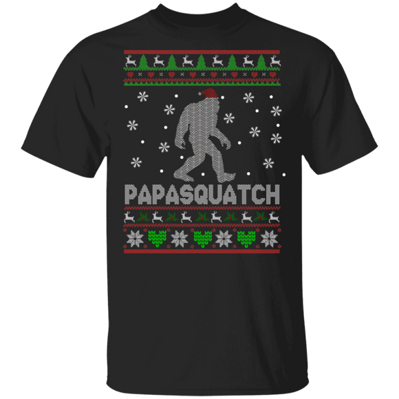 Christmas Bigfoot Shirt Papasquatch Ugly Funny Christmas Sweater Santa Bigfoot Sasquatch Lover X-mas Dad Gifts T-Shirt - Macnystore