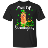 Full Of Shenanigans Leprechaun Golden Retriever Patricks Day T-Shirt - Macnystore