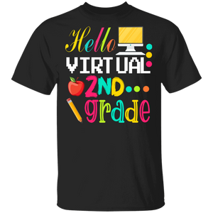 Funny Hello Virtual 2nd Grade Funny Back to School Student Gifts T-Shirt - Macnystore
