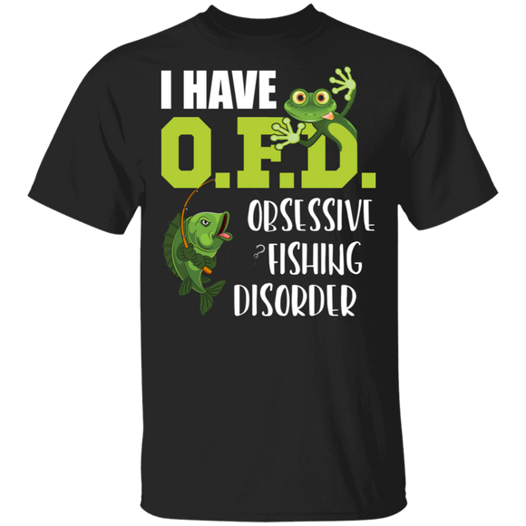 Obsessive Compulsive Fishing Disorder Cool Frog Fishing Hunting Fisher Gifts T-Shirt - Macnystore
