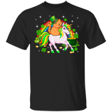 Leprechaun Cat Riding Unicorn Funny St Patrick's Day Gifts T-Shirt - Macnystore