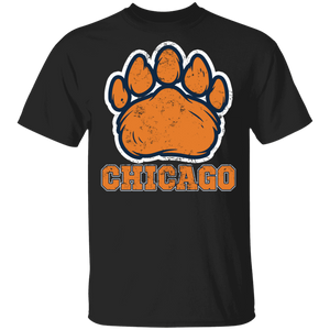 Bear Chicago Football Lover Shirt Vintage Foot Paw Bear Orange Chicago Football Team Player Lover Gifts T-Shirt - Macnystore