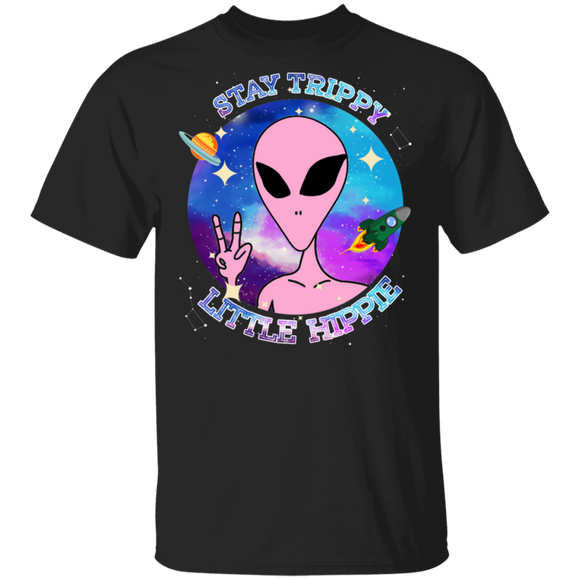 Vintage Stay Trippy Little Hippie Cool Alien UFO Rocket Science Astronaut Gifts T-Shirt - Macnystore