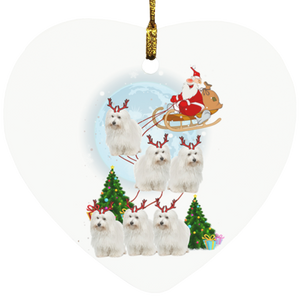 Christmas Ornament Santa Riding Coton de Tulear Sleigh SUBORNH Heart Ornament - Macnystore