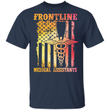 Frontline Medical Assistant Cute Medical Symbol On American Flag Shirt Matching Nurse Doctor Medical Gifts T-Shirt - Macnystore