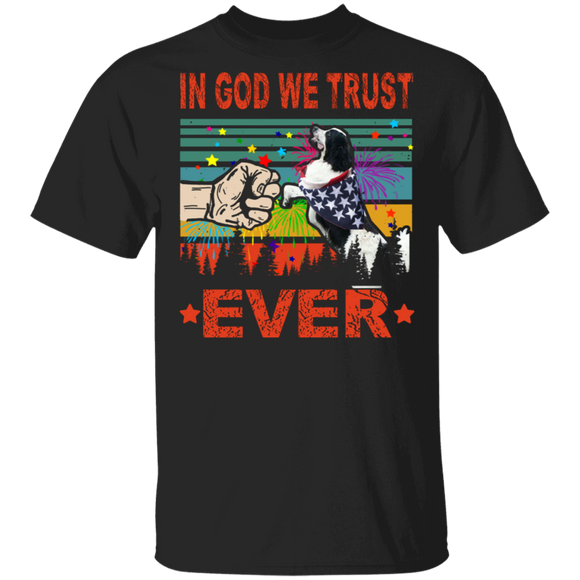 In God We Trust Ever Cute Landseer Wearing American Flag 4th Of July Gifts T-Shirt - Macnystore