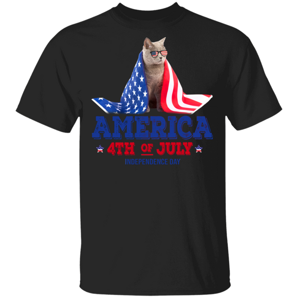 America 4th Of July Independence Day Cool American Flag Cat Shirt Matching Cat Lover Owner Fans US Independence Day Gifts T-Shirt - Macnystore