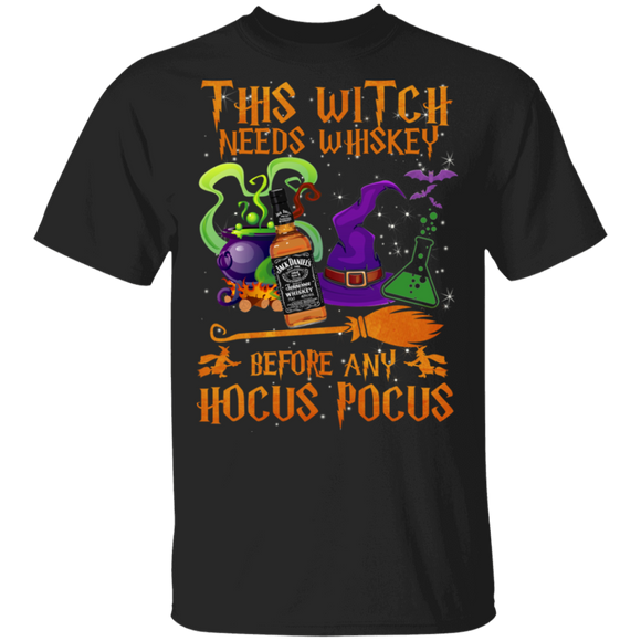 Halloween Witch Shirt This Witch Needs Whiskey Funny Halloween Witch Whiskey Drinking Lover Gifts Halloween T-Shirt - Macnystore