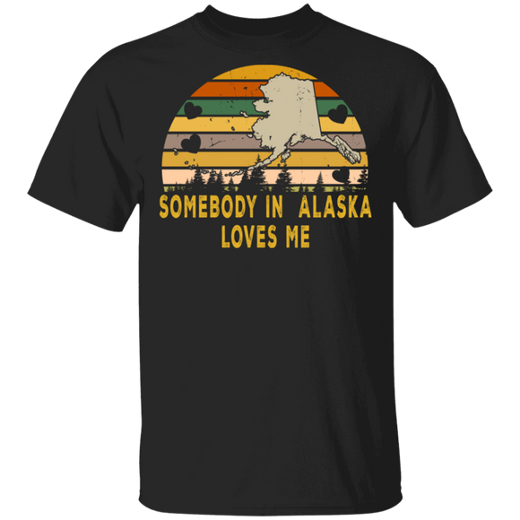Vintage Retro Somebody in Alaska Loves Me State Home Love T-Shirt - Macnystore