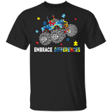 Embrace Differences Monster Truck Cute Autism Awareness Gift T-Shirt - Macnystore