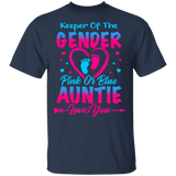 Keeper Of The Gender Pink or Blue Auntie Loves You Cute Gender Reveal Party Pregnancy Announcement Funny Maternity Women Gifts T-Shirt - Macnystore