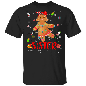 Christmas Gingerbread Shirt Sister Cute Christmas Lights Sister Gingerbread Lover Matching Pajamas For Family Gifts T-Shirt - Macnystore