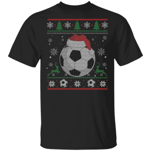 Christmas Sport Shirt Football With Santa Hat Funny Christmas Football Player Lover Gifts Christmas T-Shirt - Macnystore