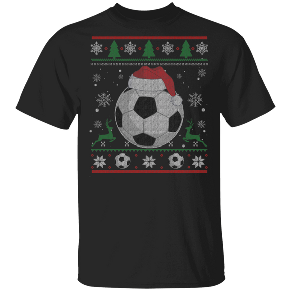 Christmas Sport Shirt Football With Santa Hat Funny Christmas Football Player Lover Gifts Christmas T-Shirt - Macnystore