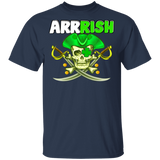 Arrrish Irish Funny Pirate Leprechaun St Patricks Day Skull Crossbone T-Shirt - Macnystore