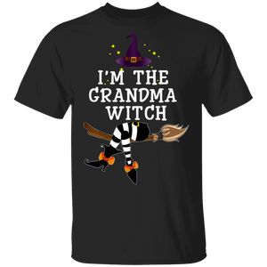 Im The Grandma Witch Broom Hat Halloween T-Shirt - Macnystore