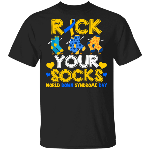 Rock Your Socks World  Down Syndrome Awareness Cute Down Syndrome Patient Three #21 Chromosomes Kids Women Family Gifts T-Shirt - Macnystore