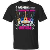A Woman Cannot Be Social Distancing Alone She Also Needs Guitar Funny Guitars Shirt Matching Guitarist Guitar Player Women Gifts T-Shirt - Macnystore