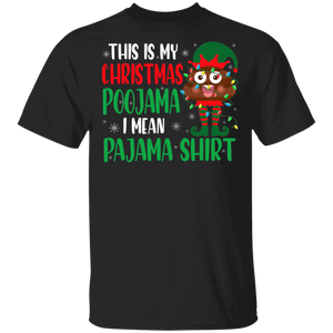 Christmas Elf Lover Shirt This Is My Christmas Poojama I Mean Pajama Shirt Funny Christmas Elf Lover Gifts Christmas T-Shirt - Macnystore