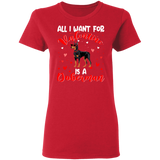 All I Want For Valentine Is A Dobermann Dog Pet Lover Matching Shirts For Couples Boys Girl Women Personalized Valentine Ladies T-Shirt - Macnystore