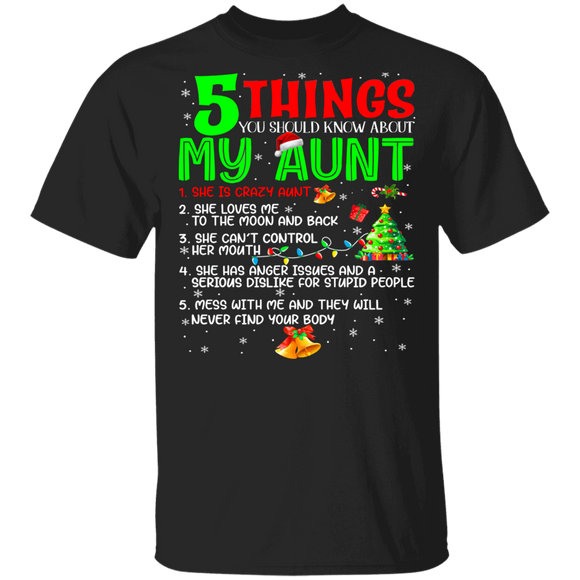Christmas Santa Shirt 5 Things You Should Know About My Aunt Funny Christmas Santa Aunt Gifts T-Shirt - Macnystore
