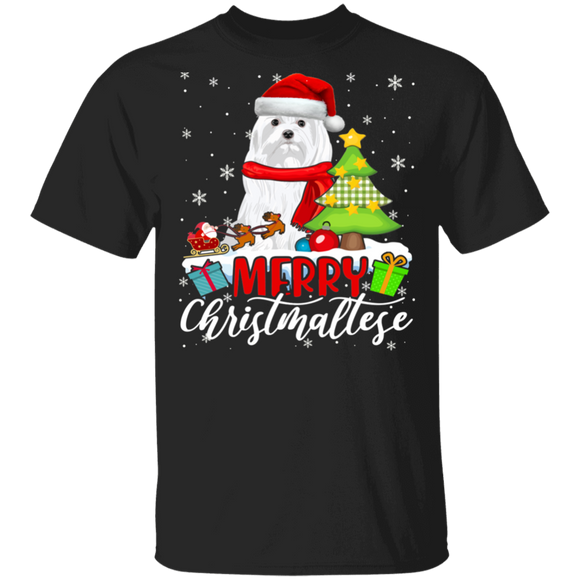 Christmas Santa Maltese Merry Christmaltese Maltese X-mas Maltese Lover Gifts T-Shirt - Macnystore