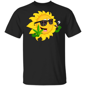 Cool Weed Sunflower Hippie Peace Sign Cannabis Marijuana Smoker Smoking Gifts T-Shirt - Macnystore