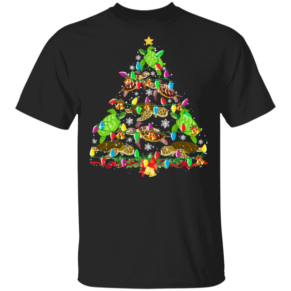 Christmas Tree Shirt Turtle Christmas Tree Cute X-mas Tree Turtle Lover Gifts Christmas T-Shirt - Macnystore