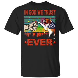 In God We Trust Ever Cute St. Bernard Wearing American Flag 4th Of July Gifts T-Shirt - Macnystore