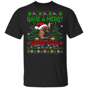 Christmas Dog Shirt Have A Merry Woofmas Ugly Funny Christmas Sweater Santa German Shepherd Dog Lover Gifts T-Shirt - Macnystore