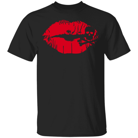 Halloween Skull Lover Shirt Skull Kiss Cool Halloween Skull Red Lipstick Kiss Lover Gifts Halloween T-Shirt - Macnystore