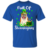 Full Of Shenanigans Leprechaun Bull Dog Patricks Day T-Shirt - Macnystore
