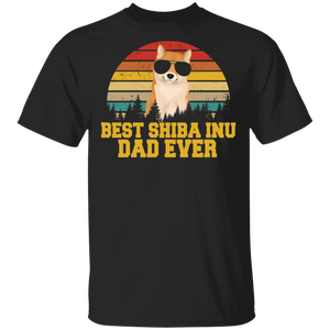 Vintage Retro Best Shiba Inu Dad Ever Cool Shiba Inu Wearing Cool Sunglasses Shirt Matching Shiba Inu Lover Father's Day Gifts T-Shirt - Macnystore