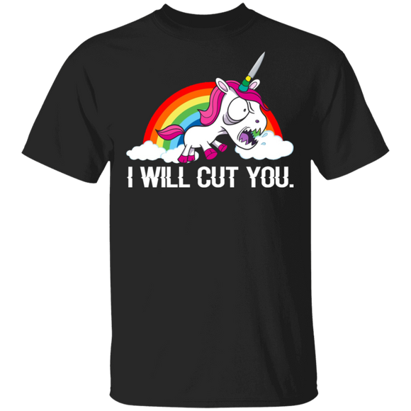 I Will Cut You Funny Halloween Unicorn Lover Hair Stylist Gifts T-Shirt - Macnystore