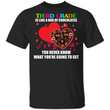 Third Grade Is Like A Box Of Chocolates Matching Shirts For Elementary Middle Teacher Personalized Valentine Gifts T-Shirt - Macnystore