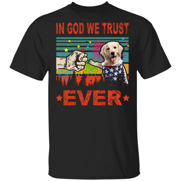 In God We Trust Ever Cute Labrador Retriever Wearing American Flag 4th Of July Gifts T-Shirt - Macnystore