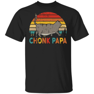 Father's Day Cat Shirt Vintage Retro Chonk Papa Funny Cat Fat Papa Dad Father's Day Gifts T-Shirt - Macnystore