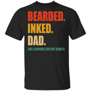 Vintage Bearded Inked Dad Like A Normal Dad But Badass Beard Father's Day Gifts T-Shirt - Macnystore