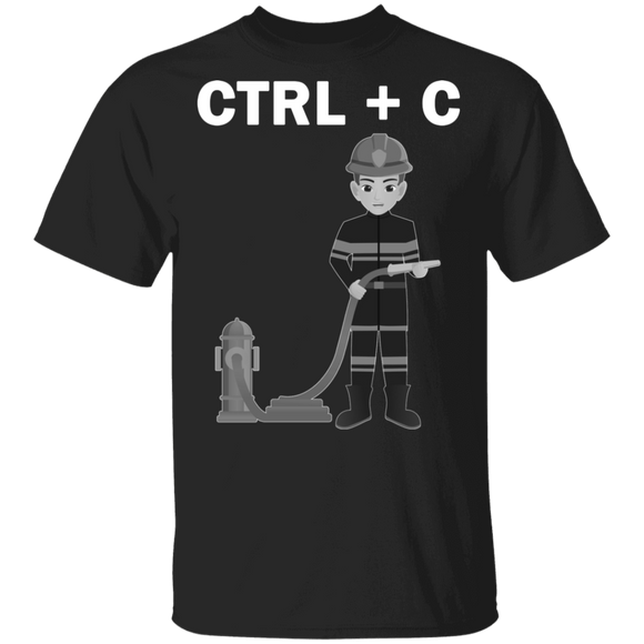 Funny Ctrl C Copy Paste Firefighter Matching Coder Father And Son Firefighter Fireman Father's Day Shirt T-Shirt - Macnystore